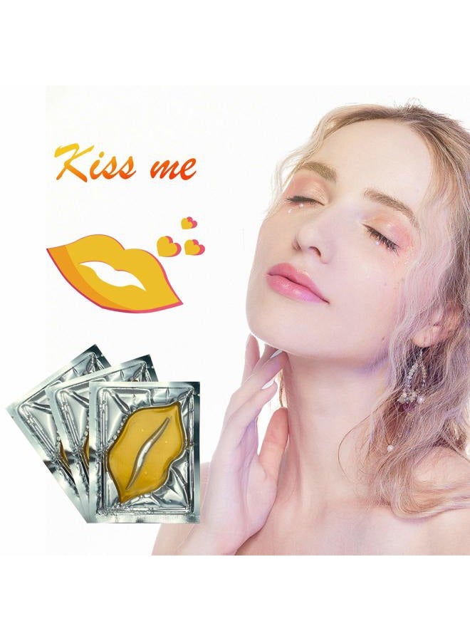 Adofect 30 Pieces Collagen Crystal Gold Lip Care Gel Masks, Collagen Crystal Lip Pads Greate for Moisturizing Lip, Remove Dead Skin, Anti Chapped & Anti-Aging and Plump Your Lips, Yellow Gold - Image 3