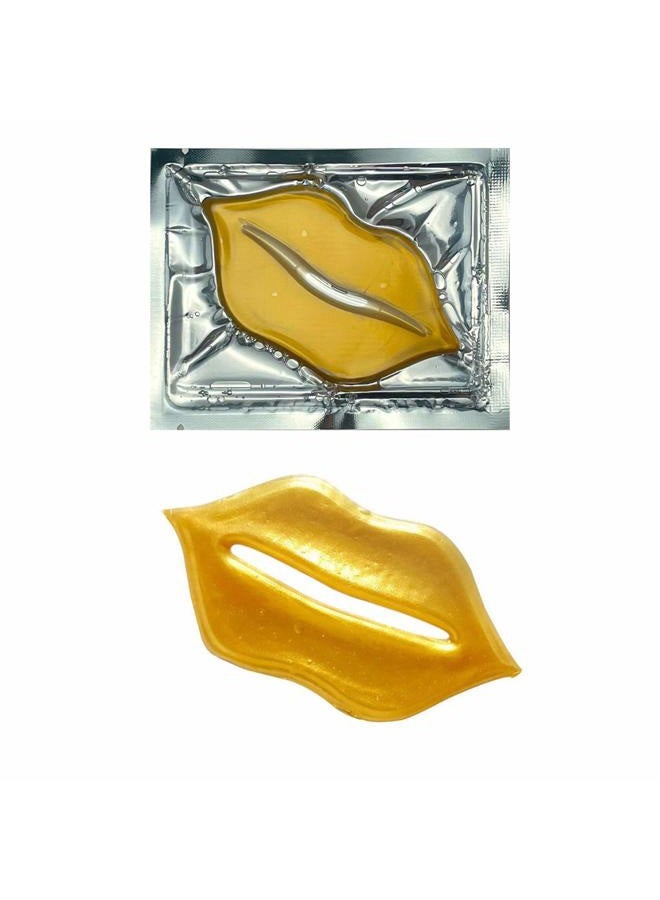Adofect 30 Pieces Collagen Crystal Gold Lip Care Gel Masks, Collagen Crystal Lip Pads Greate for Moisturizing Lip, Remove Dead Skin, Anti Chapped & Anti-Aging and Plump Your Lips, Yellow Gold - Image 2