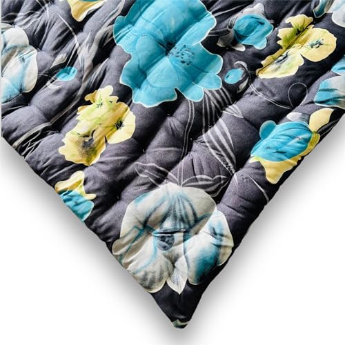 Deevine Craft Soft Cotton Foldable Mattress - Lightweight, Firm Single Gadda | 3D Design Print, 72x36 Inches (3x6 ft) | Portable for Picnic, 1 Sleeping Capacity (Dark Grey Floral Mattress) - Image 2