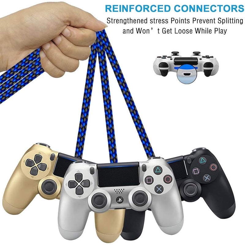 كيبل شاحن لوحدة تحكم Xbox One، سلك شحن وحدة تحكم PS4، سلك مزامنة بيانات Micro USB مضفر لاجهزة Xbox One S/X، بلاي ستيشن 4، بلاي ستيشن 4 سليم/برو، دوال شوك 4، سامسونج جالاكسي S7 ايدج/S6، كيندل، 6 قدم - Image 5