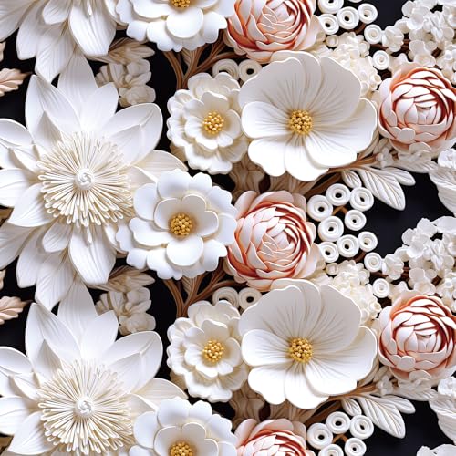 ReWallpaper 3D Floral Wallpaper Peel and Stick Light Pink and White Embossed Mural Wall Paper for Bedroom Kitchen Ceiling Girls Room 17.5inx10ft Pre-Pasted Waterproof Floral Contact Paper for Walls - Image 1