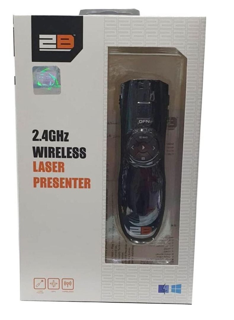 2B - 2B Wireless Presenter with OFN CLICK AND Brilliant red leaser pointer 20 meters effective operation range  (MO887) – Black - Image 1