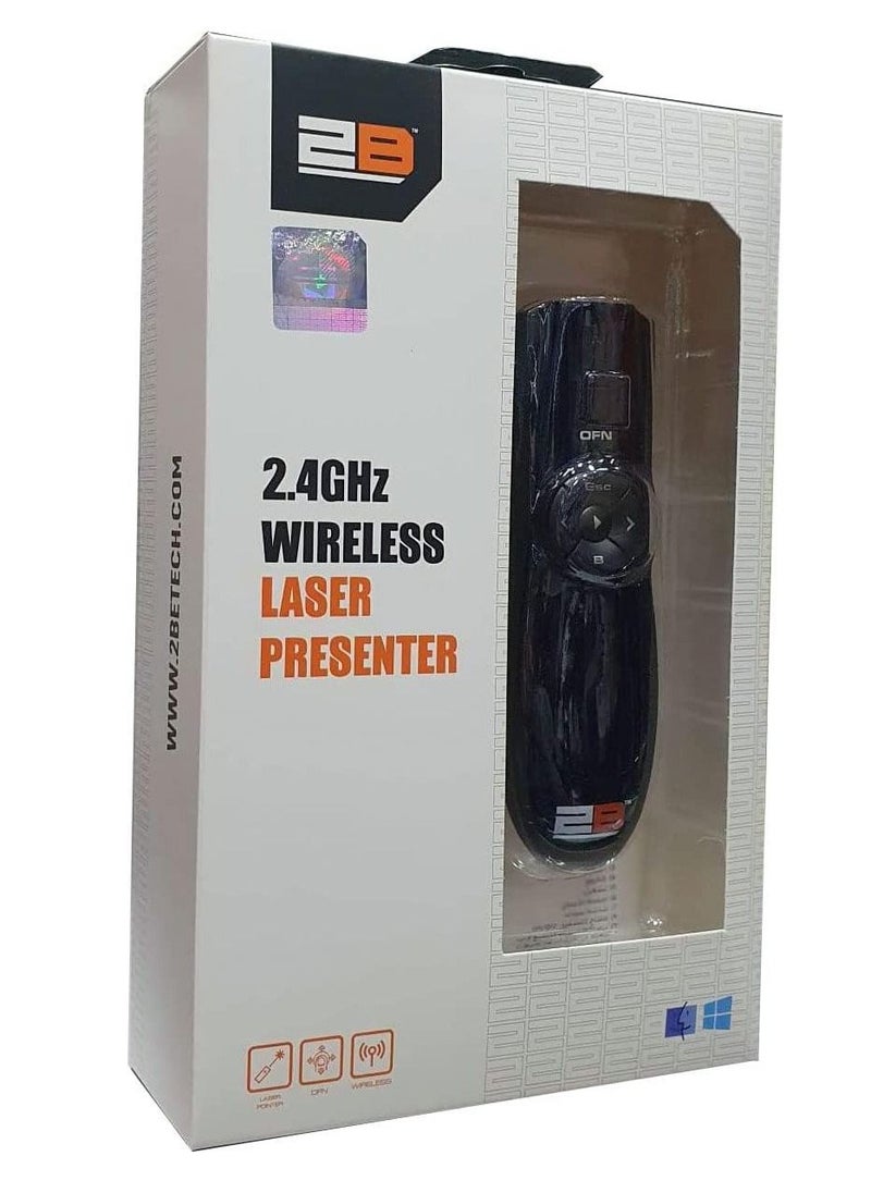 2B 2B Wireless Presenter with OFN CLICK AND Brilliant red leaser pointer 20 meters effective operation range  (MO887) – Black  - Image 5