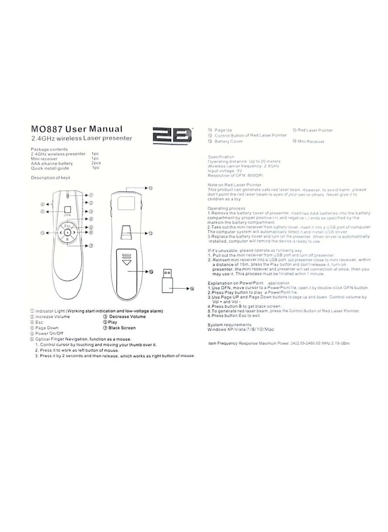 2B - 2B Wireless Presenter with OFN CLICK AND Brilliant red leaser pointer 20 meters effective operation range  (MO887) – Black - Image 1
