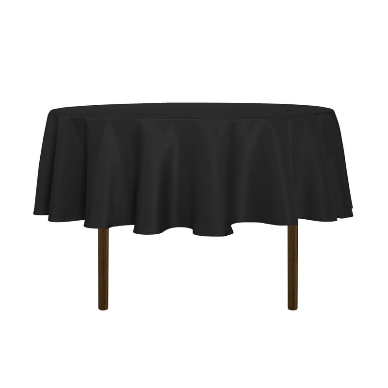 sancua Round Tablecloth - 60 Inch - Water Resistant Spill Proof Washable Polyester Table Cloth Decorative Fabric Table Cover for Dining Table, Buffet Parties and Camping, Black - Image 1