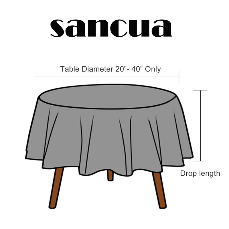 sancua Round Tablecloth - 60 Inch - Water Resistant Spill Proof Washable Polyester Table Cloth Decorative Fabric Table Cover for Dining Table, Buffet Parties and Camping, Black - Image 2