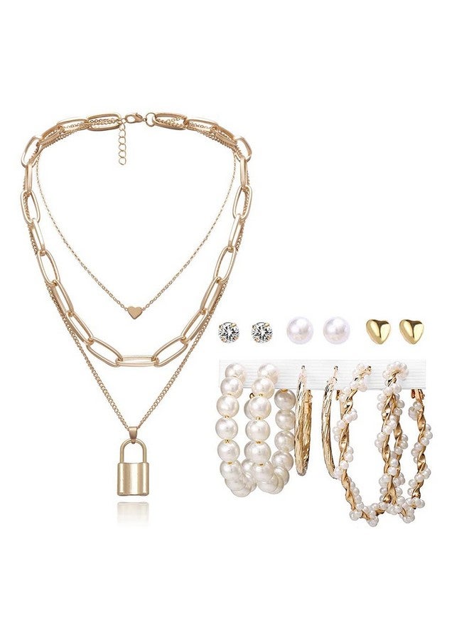 YouBella Fashion Jewellery Gold Plated Necklace and Earrings Combo Jewellery Set for Girls and Women (Gold) (Style 3) - Image 1