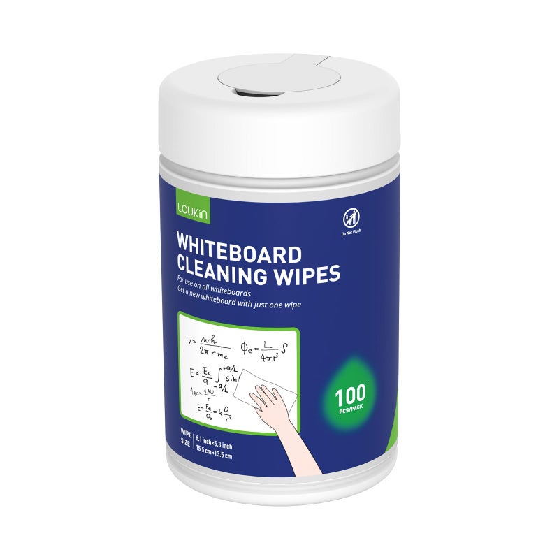 Loukin Whiteboard Cleaning Wipes Dry Erase Board Cleaning Wipes Nontoxic White board Wipes 100 Wipes per Canister