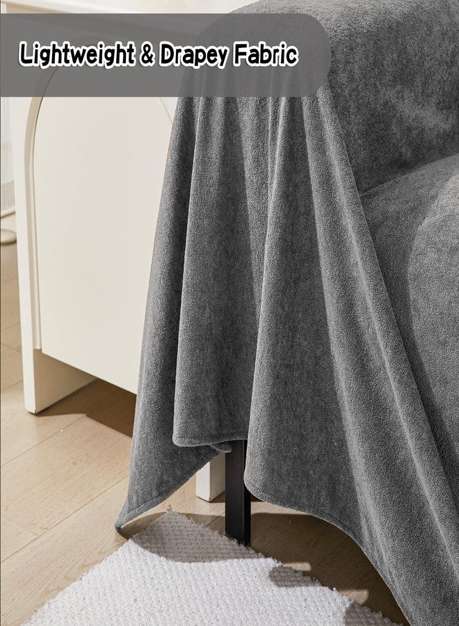 MEETSKY Grey Sofa Covers for Sectional Sofa Set Washable Couch Cover for Dogs Throw Couch Cover Loveseat Covers Futon Cover L Shaped Cover Water Resistant Sofa Towel, 71" x 118", Grey - Image 4