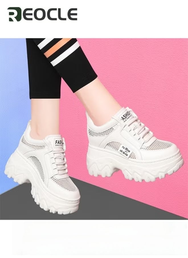 REOCLE Women's Chunky Sneakers Thick Sole Sneaker Walking Lace-Up Comfortable Dad Sneakers Workout Sport Work Casual Tennis Shoes - Image 5