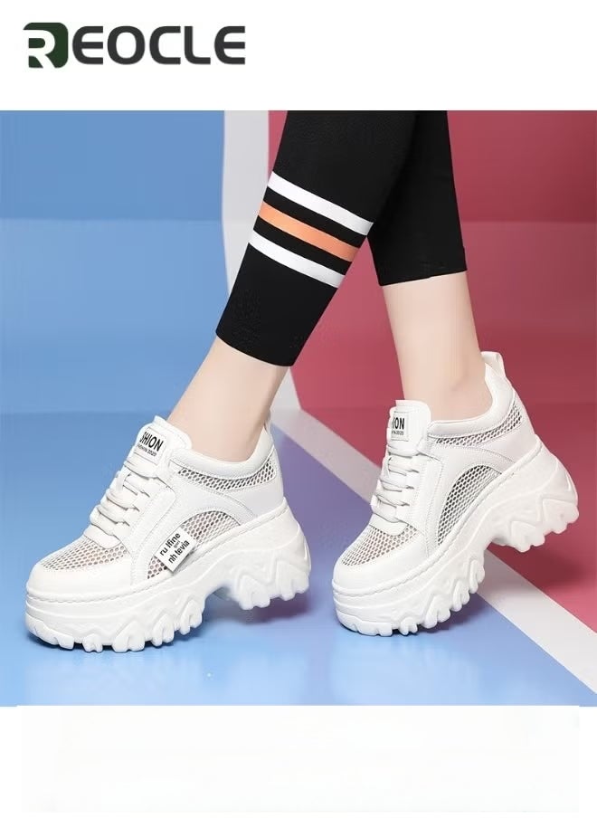 REOCLE Women's Chunky Sneakers Thick Sole Sneaker Walking Lace-Up Comfortable Dad Sneakers Workout Sport Work Casual Tennis Shoes - Image 4