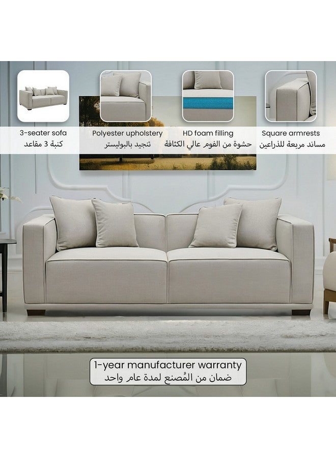 Micasa 3-Seater Elegant And Modern Design Sofa Light Brown 68 X 93 X 220 Cm Sf-008-3S - Image 4