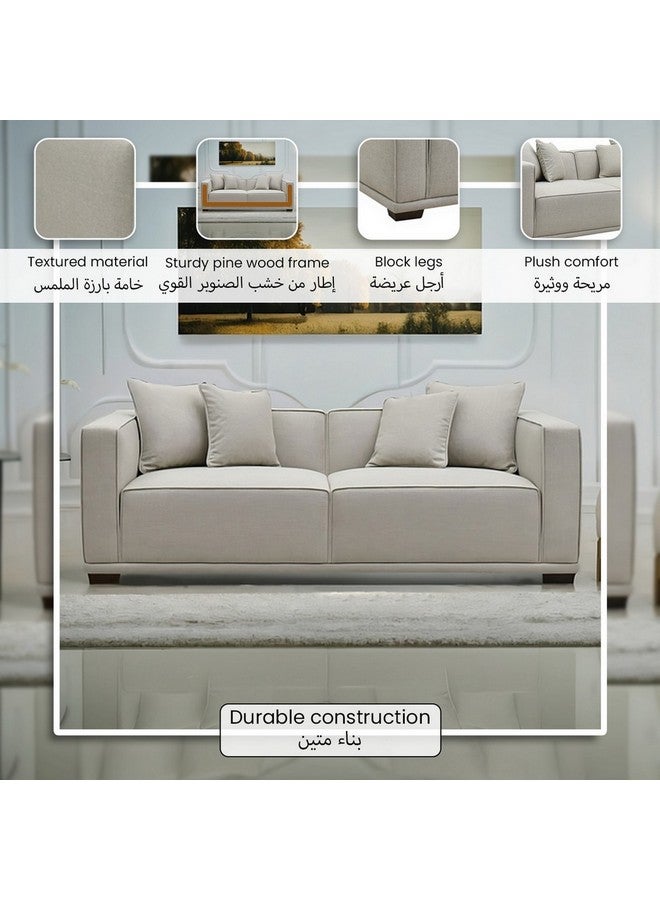 Micasa 3-Seater Elegant And Modern Design Sofa Light Brown 68 X 93 X 220 Cm Sf-008-3S - Image 5