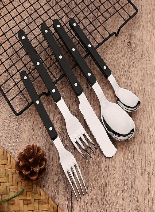 BRIIEC 6-Piece 8.19-inch Dinner Fork Set Stainless Steel Silverware Set BRIIEC Black Acrylic Clamp Handle Flatware Set Vintage Tableware Luxury Mirror Polished - Image 5