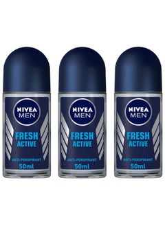 Nivea Fresh Active Deodorant Roll On 3x50ml  - Image 1