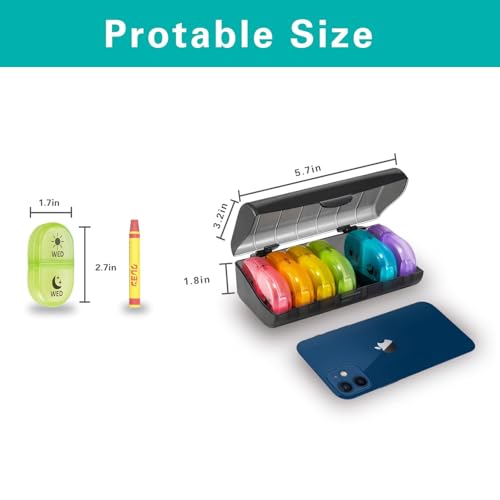 Rabbonix Weekly Medicine Organizer Box 02 Times a Day, Daily Tablets Container Case Travel Pill Box For 07 days | Clear And Multicolor | 01 Pcs - Image 3