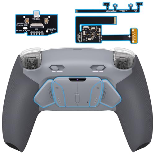 eXtremeRate RISE4 Plus MAX Back Paddles Kit with Clicky Trigger Stops & Rubberized Grip for PS5 Controller BDM-010 020, Remappable Back Buttons Kit for PS5 Controller - New Hope Gray - NO Controller - Image 1