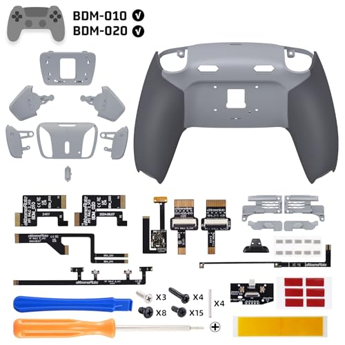 eXtremeRate RISE4 Plus MAX Back Paddles Kit with Clicky Trigger Stops & Rubberized Grip for PS5 Controller BDM-010 020, Remappable Back Buttons Kit for PS5 Controller - New Hope Gray - NO Controller - Image 3