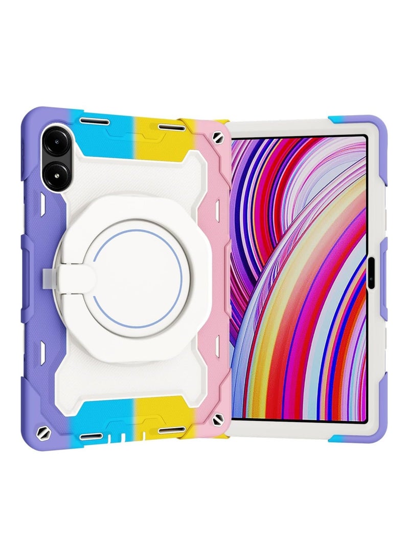 URBBKING PC + Silicone 3-Layers Combo Armor Heavy Duty Shockproof Cover with 360° Rotating Ring Stand for Redmi Pad Pro 12.1/Xiaomi Poco Pad 12.1 Inch Multicolor  - Image 4