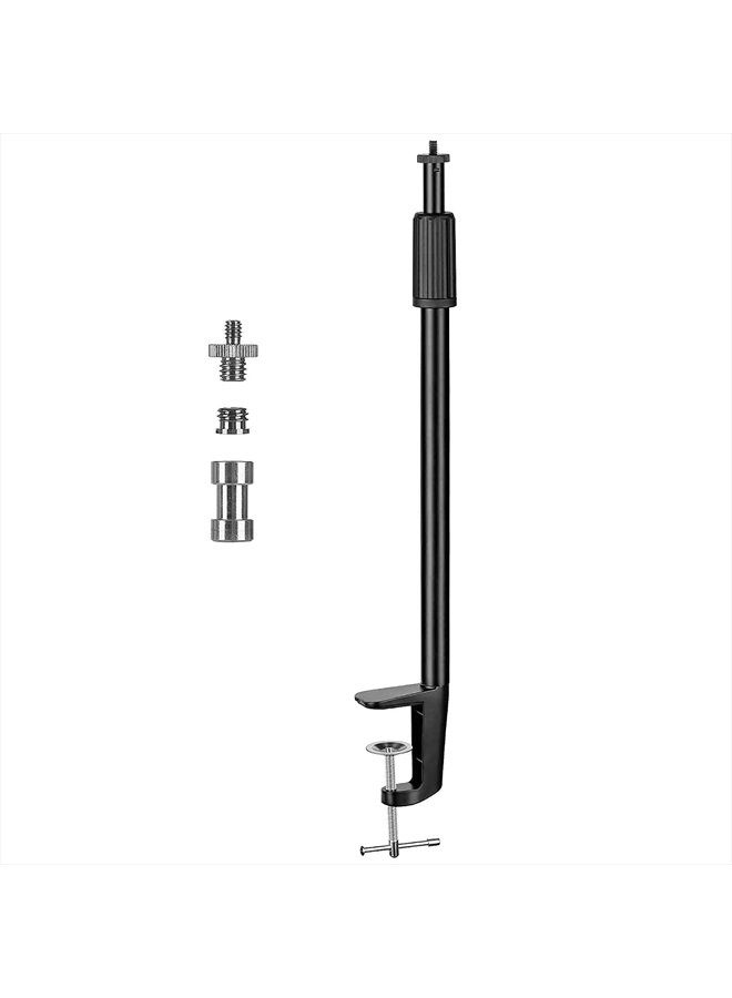 TARION Desktop Light Stand with 1/4" 3/8" Screws for Ring Light Tabletop Mount L Shape Clip Stand Adjustable 14-25in/35-64cm for Live Streaming Photograpghy Videograpghy Film Shooting Virtual Meetings - Image 1