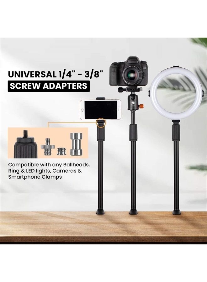 TARION Desktop Light Stand with 1/4" 3/8" Screws for Ring Light Tabletop Mount L Shape Clip Stand Adjustable 14-25in/35-64cm for Live Streaming Photograpghy Videograpghy Film Shooting Virtual Meetings - Image 3