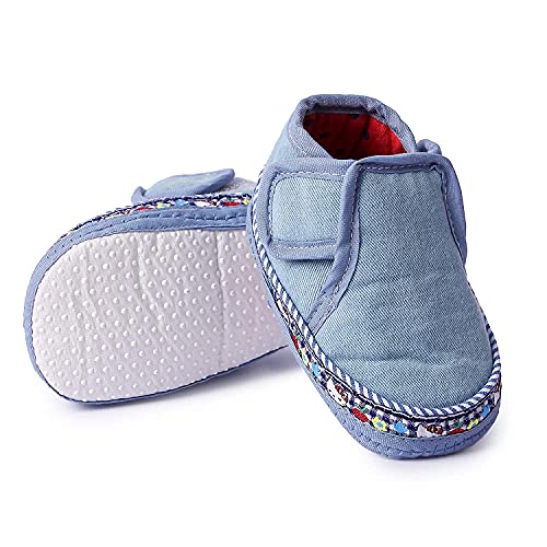INSTABUYZ Baby Shoes 6-9 Months Blue, Unisex Infant First Walker Footwear, Soft Sole Anti Slip Newborn Shoes, Lightweight Comfortable Prewalker Booties for Boys Girls - Image 1