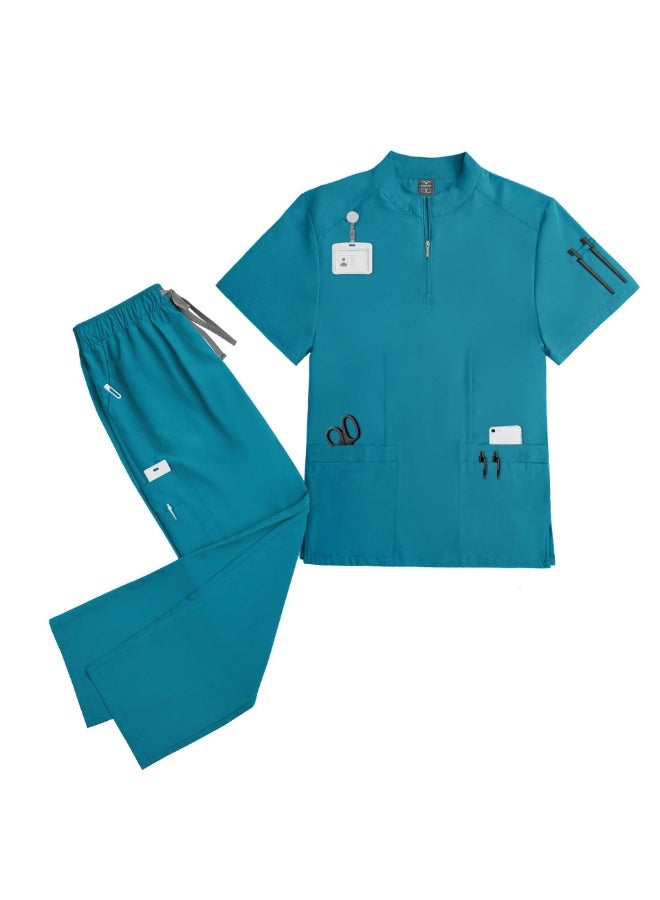 NIBEMINENT Short Sleeve Shirt Doctor Uniform Surgical Gown Women's Beauty Surgery Room Hand Scrub Suit Elastic Quick-Dry Unisex - Image 1