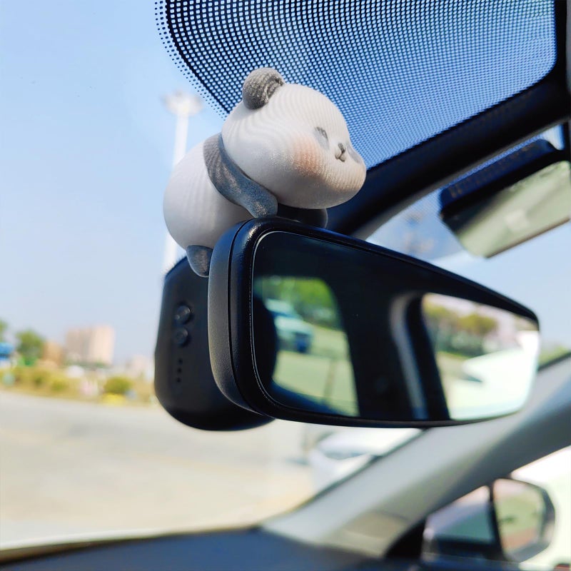Motaney Cute Furry Animal Rear View Mirror Accessories  Car Dashboard Ornament Center Screen Decoration Rearview Mirror Charm  Car Accessories Interior Decor For Women/Men - Image 4