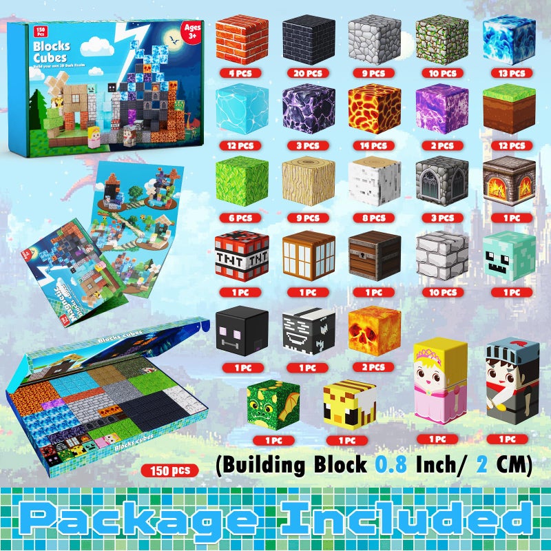 Magnetopia Magnetic Building Blocks - 150PCS Magnet Block Cubes Dark Hell Forest Castle, STEM Toy Building Sets for Kids Age 3+, Montessori Stacking Construction Toys for Easter Gift Boys Girls Age 4-8, 8-12 - Image 2