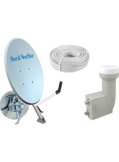 Next NextStar 75 cm Offset Dish Antenna Full Set + Dual LNB + 25 mt Antenna Cable 150021 