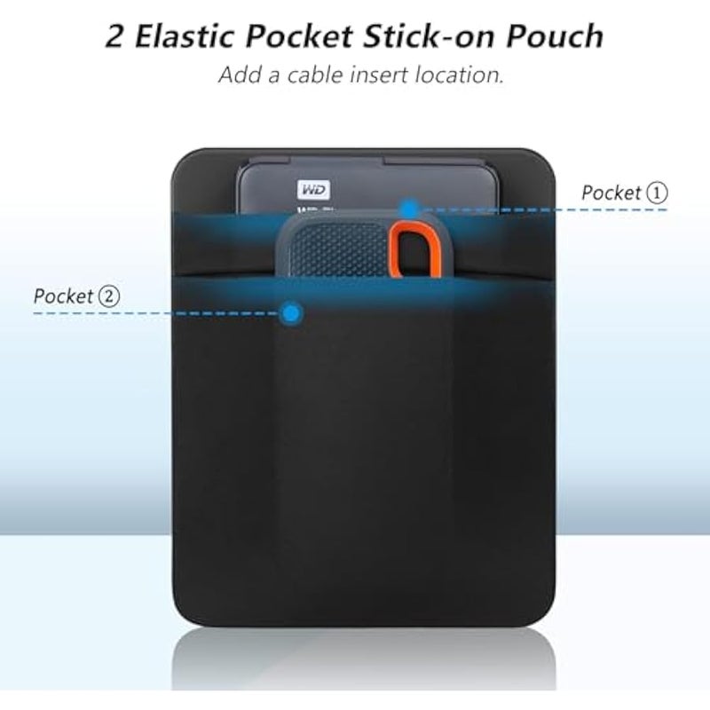 لاكدو حافظة قرص صلب محمولة للابتوب، 2 جيب لاصق مع لاصق قابل لاعادة الاستخدام، لسيجيت 2.5 انش، دبليو دي، توشيبا، لاسي، حافظة حمل الاقراص الصلبة الخارجية المحمولة HDD SSD - اسود - Image 2