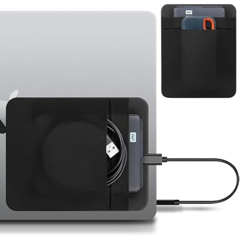 لاكدو حافظة قرص صلب محمولة للابتوب، 2 جيب لاصق مع لاصق قابل لاعادة الاستخدام، لسيجيت 2.5 انش، دبليو دي، توشيبا، لاسي، حافظة حمل الاقراص الصلبة الخارجية المحمولة HDD SSD - اسود - Image 1