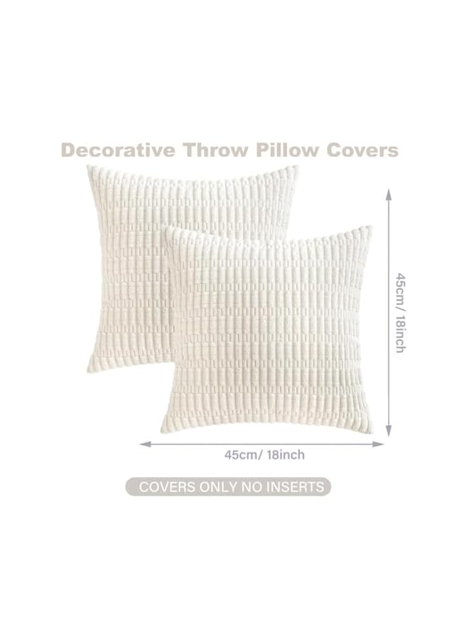 The Bros 2PCS Striped Throw Pillow Covers for Living Room，18X18 Inch/45x45cm Decorative Pillow Covers Elegant and Luxurious Design Rich Fabric for Ultimate Comfort (White) - Image 2