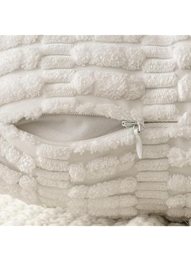 The Bros 2PCS Striped Throw Pillow Covers for Living Room，18X18 Inch/45x45cm Decorative Pillow Covers Elegant and Luxurious Design Rich Fabric for Ultimate Comfort (White) - Image 5