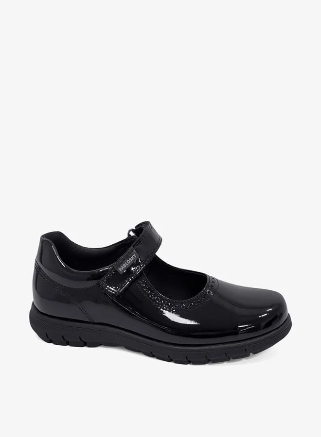 بابلوسكي Girls Leather School Shoes with Hook and Loop Closure