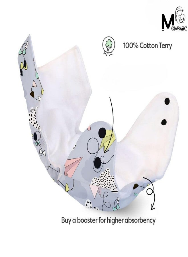 MOMSARC Baby Leakage Proof Reusable Cloth Diaper With 4 Layer High absorbent Pad + 3 Insert Pads, Reusable Nappies, Freesize for Kids 0-3 Yrs, Washable Diapers(Multicolur, Pack of 3) - Image 4
