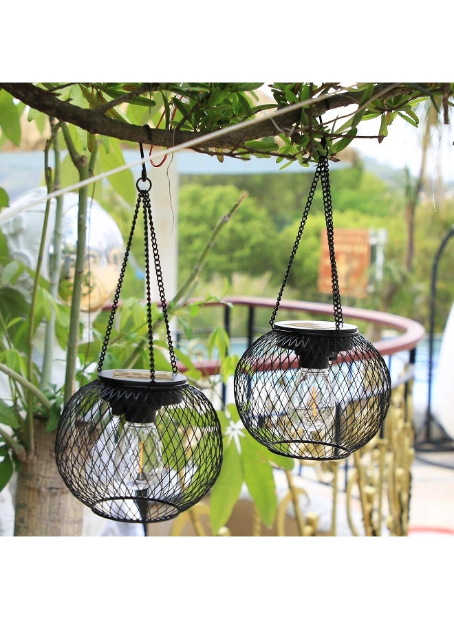 JOUDIYA 2 Pack Solar Lanterns Outdoor, Upgraded Hanging Solar Lights Outdoor Garden Metal Hanging Lanterns Decorative Lighting Solar Powered Waterproof Tree Lantern for Garden Yard Patio Pathway - Image 3