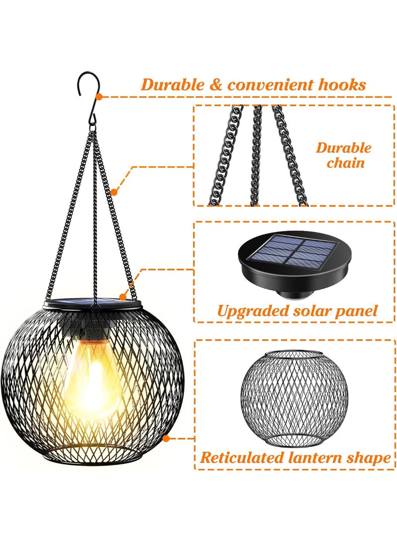 JOUDIYA 2 Pack Solar Lanterns Outdoor, Upgraded Hanging Solar Lights Outdoor Garden Metal Hanging Lanterns Decorative Lighting Solar Powered Waterproof Tree Lantern for Garden Yard Patio Pathway - Image 5