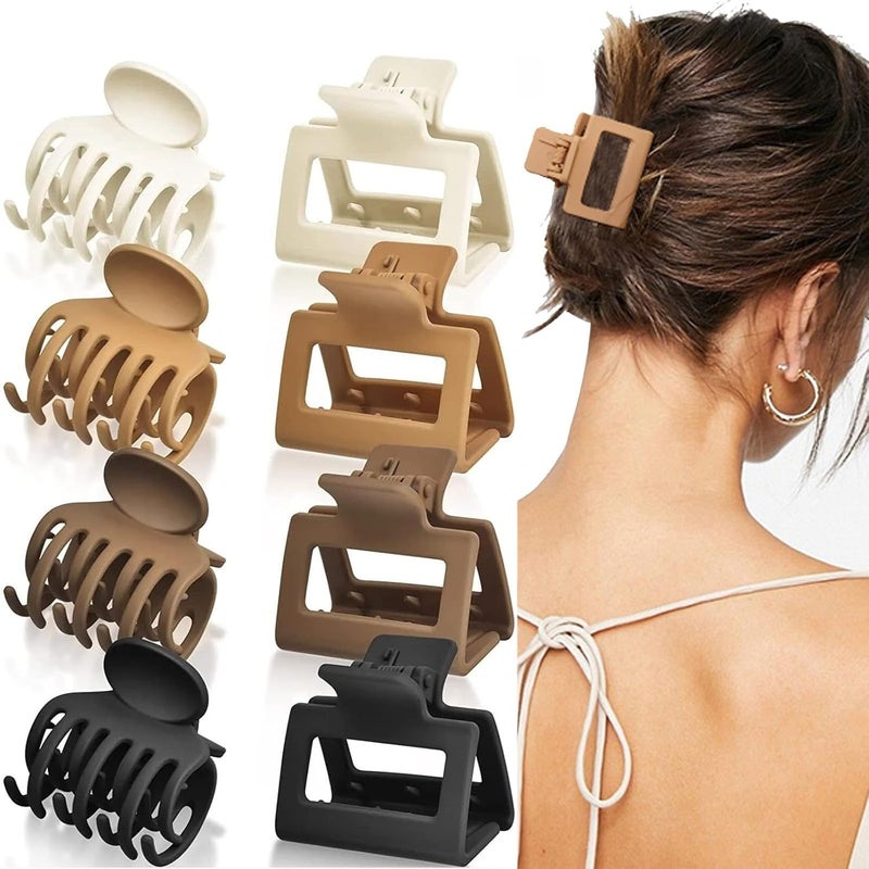 8 Pcs Hair Claw Clips Small Claw Clips Hair Clips Set for Women Rectangle Clips for Fine Hair Square for Thin Hair Accessories for Women