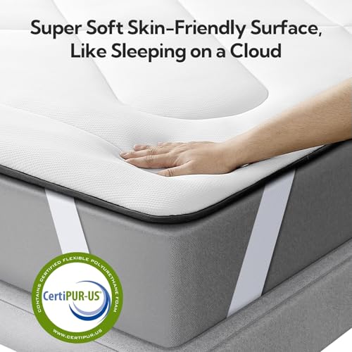Maxzzz Queen Mattress Pad, Cooling Memory Foam King Mattress Topper, Pillow Top Queen Mattress Protector for 8-23'' Mattress, White - Image 3