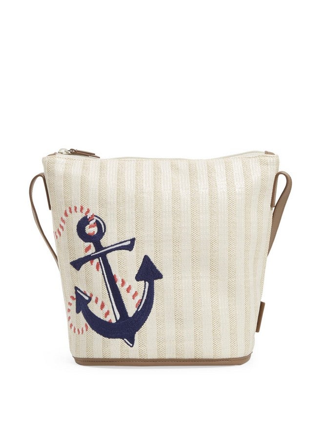 Vera Bradley Women'S Straw Bucket Crossbody Purse Regatta Anchor Navy One Size - Image 1