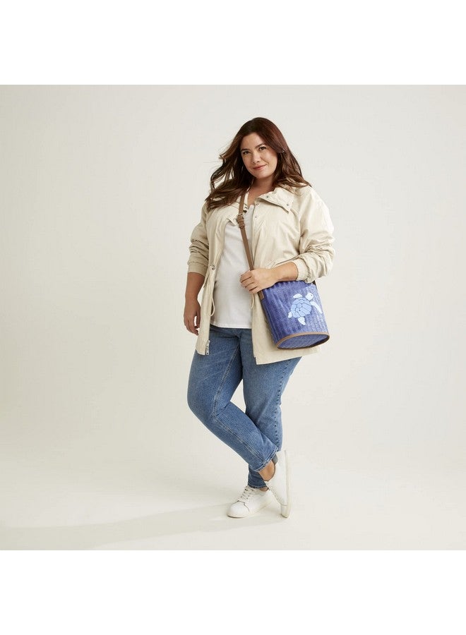 Vera Bradley Women'S Straw Bucket Crossbody Purse Regatta Anchor Navy One Size - Image 4