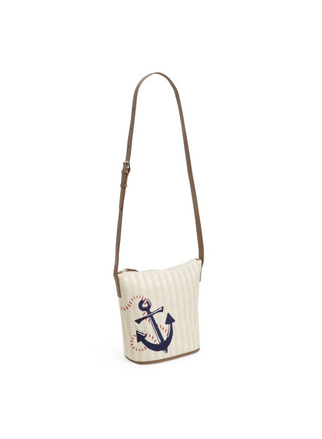 Vera Bradley Women'S Straw Bucket Crossbody Purse Regatta Anchor Navy One Size - Image 2