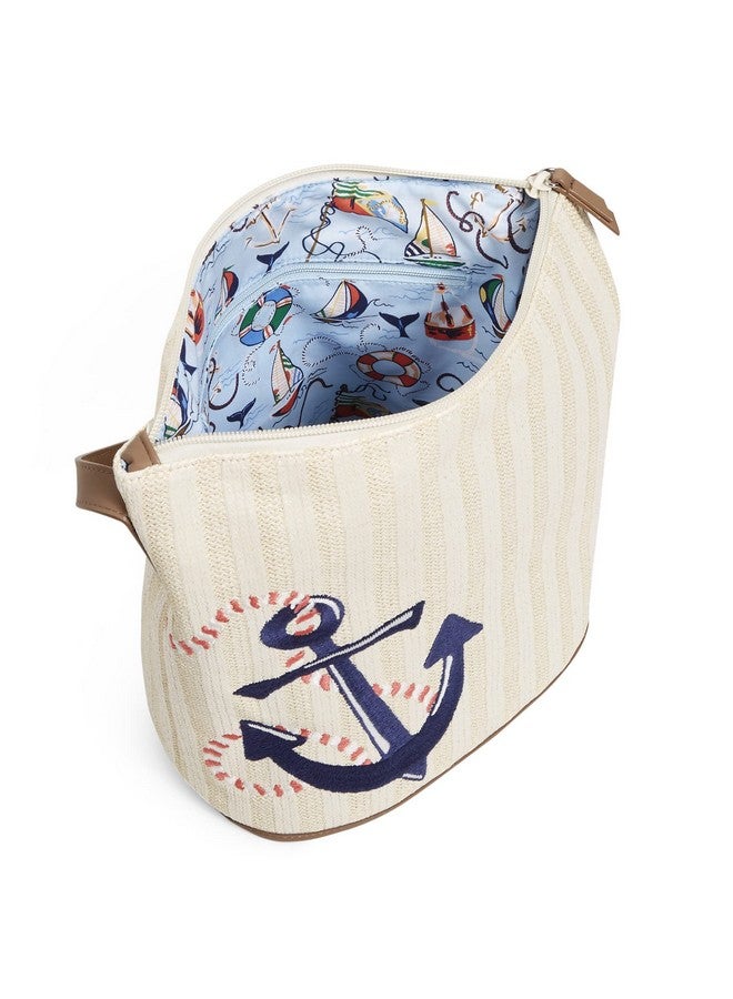 Vera Bradley Women'S Straw Bucket Crossbody Purse Regatta Anchor Navy One Size - Image 3