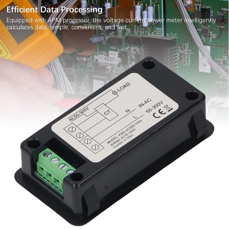 مقياس متعدد AC من POCREATION، مقياس طاقة، مقياس طاقة، مقياس تيار وجهد، شاشة LCD كبيرة بزاوية رؤية 360 درجة، يقيس الجهد والتيار والطاقة، معالج نايلون معزز مع محول مفتوح - Image 2