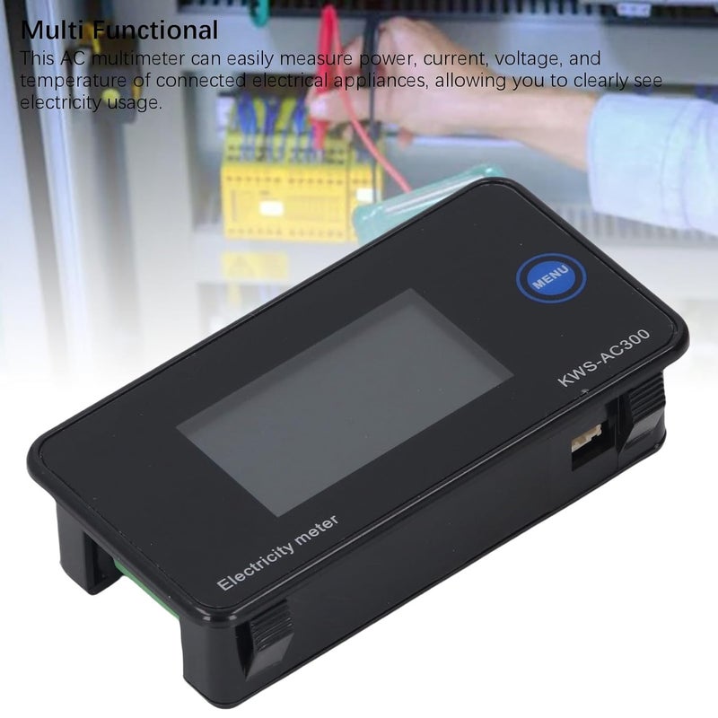 مقياس متعدد AC من POCREATION، مقياس طاقة، مقياس طاقة، مقياس تيار وجهد، شاشة LCD كبيرة بزاوية رؤية 360 درجة، يقيس الجهد والتيار والطاقة، معالج نايلون معزز مع محول مفتوح - Image 4