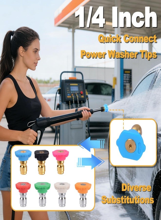 MARSTEK Pressure Washer Tips Set, 7 Nozzle Tips with Holder, 1/4 Inch Quick Connect, Up to 4000 PSI, Blue, Red, White, Green, Yellow, Black, Pink - Image 2