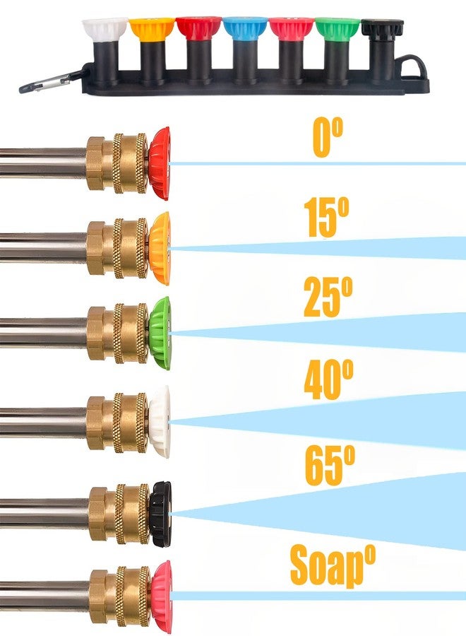MARSTEK Pressure Washer Tips Set, 7 Nozzle Tips with Holder, 1/4 Inch Quick Connect, Up to 4000 PSI, Blue, Red, White, Green, Yellow, Black, Pink - Image 3