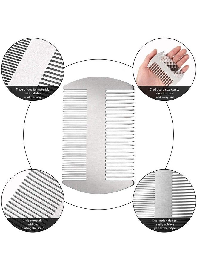 BOAO 2 Pieces Silver Wallet Comb Stainless Steel Credit Comb Dual Action Stainless Steel Comb Hair Styling Cutting Hair Comb - Image 4