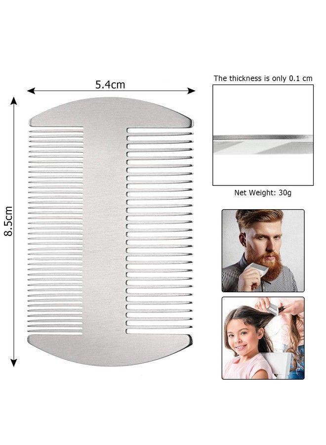 BOAO 2 Pieces Silver Wallet Comb Stainless Steel Credit Comb Dual Action Stainless Steel Comb Hair Styling Cutting Hair Comb - Image 3